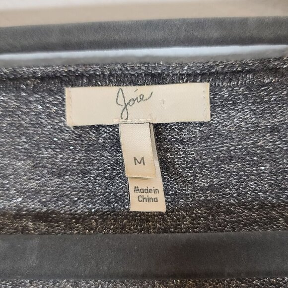 Joie Metallic Long Sleeve Sweater Silver Gray Scoop Neck Light Weight Medium - Picture 5 of 7